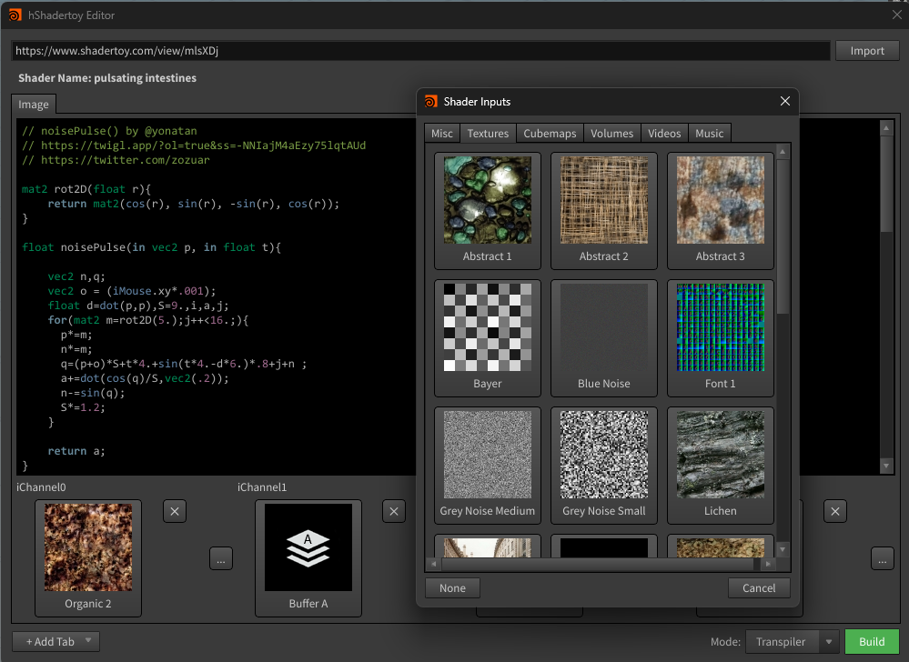The hShadertoy Editor